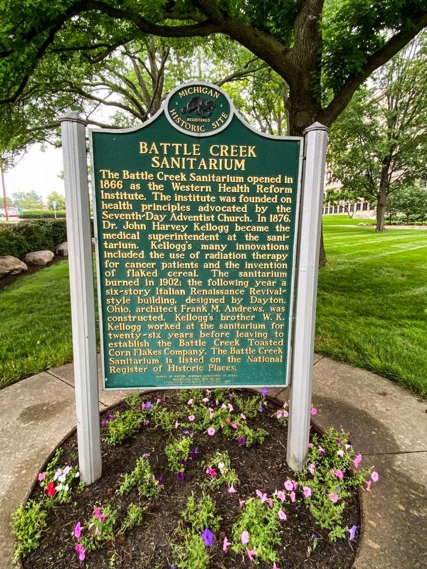 Battle Creek Sanitarium / Percy Jones General Hospital Marker image. Click for full size.
