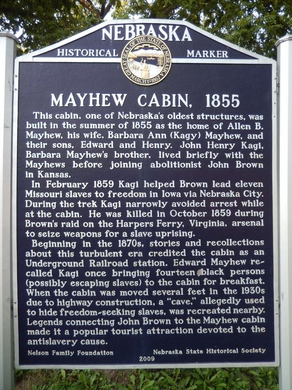 Mayhew Cabin, 1855 Marker image. Click for full size.