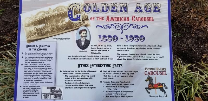 Golden Age of the American Carousel Marker image. Click for full size.