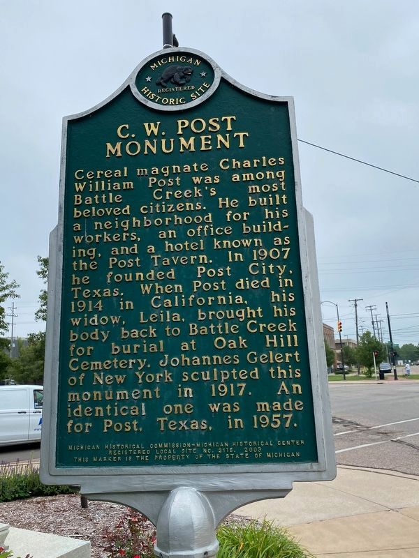 C.W. Post Monument marker image. Click for full size.