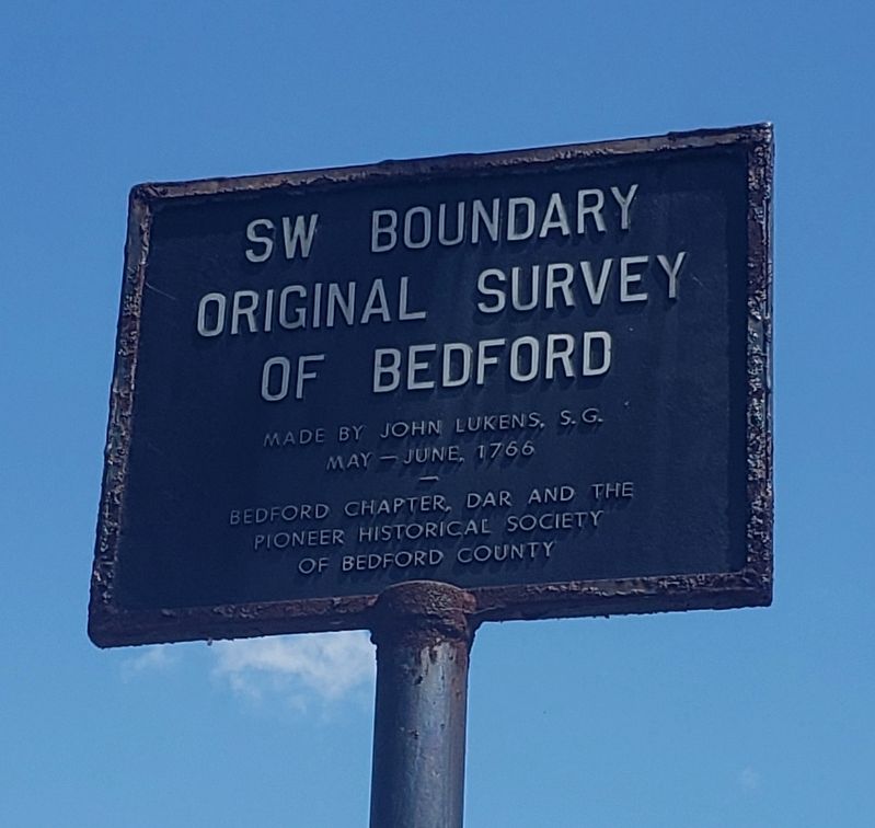 SW Boundary Original Survey of Bedford Marker image. Click for full size.