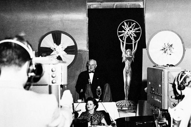 Los Angeles Mayor Fletcher Bowron speaking at the First Emmy Awards Ceremony image. Click for full size.