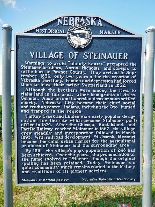 Village of Steinauer Marker image. Click for full size.