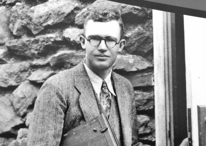 Marker detail: Clyde Tombaugh at the Lowell Observatory<br>one year after discovering Pluto. image. Click for full size.