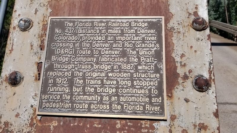 Florida River Railroad Bridge No. 437 Marker image. Click for full size.