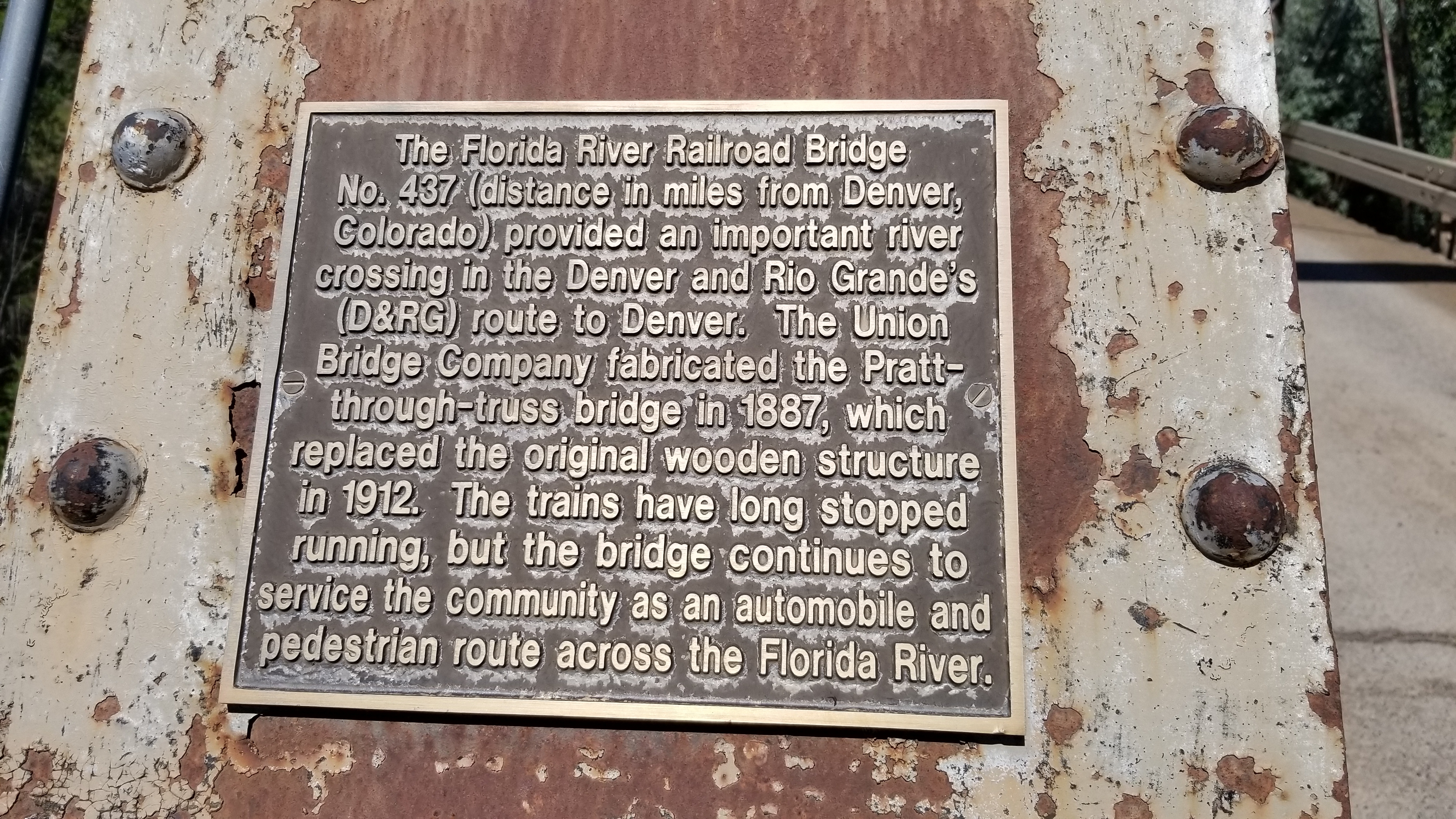 Florida River Railroad Bridge No. 437 Marker