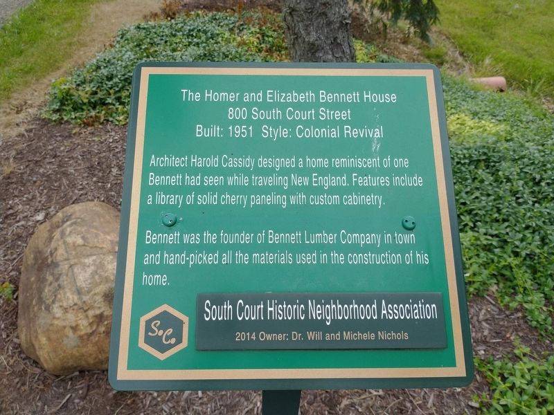 The Homer and Elizabeth Bennett House Marker image. Click for full size.
