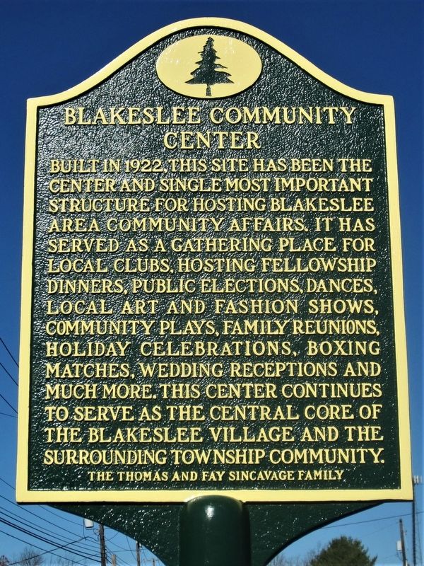 Blakeslee Community Center Marker image. Click for full size.