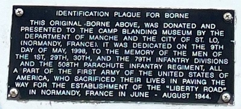 Identification Plaque for Borne Marker image. Click for full size.