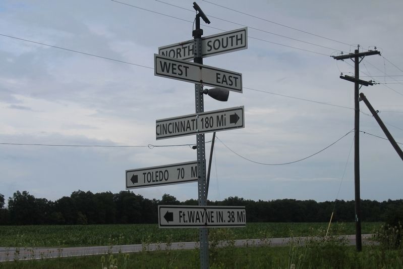 Sign pole near the Miami-Erie and Wabash-Erie Canals Marker image. Click for full size.