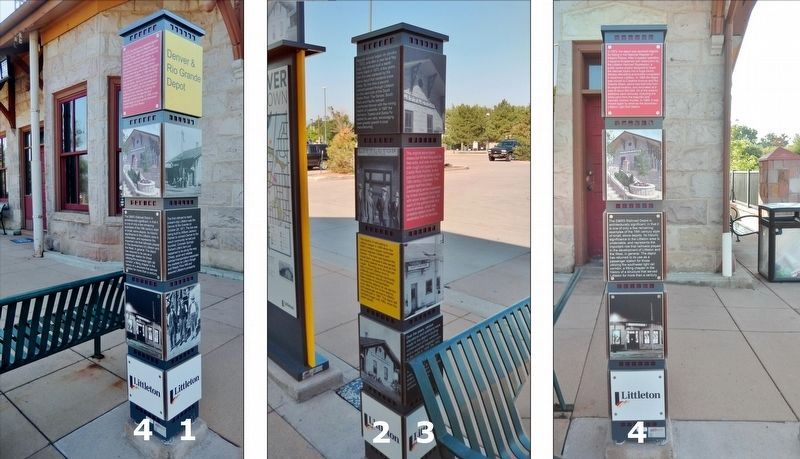 Denver & Rio Grande Depot Marker<br>(<i>marker is a four-sided pillar</i>) image. Click for full size.