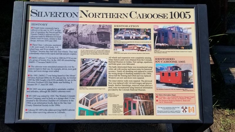 Silverton Northern Caboose 1005 Marker. Click for full size. Silverton Northern Caboose 1005 Marker image. Click for full size.