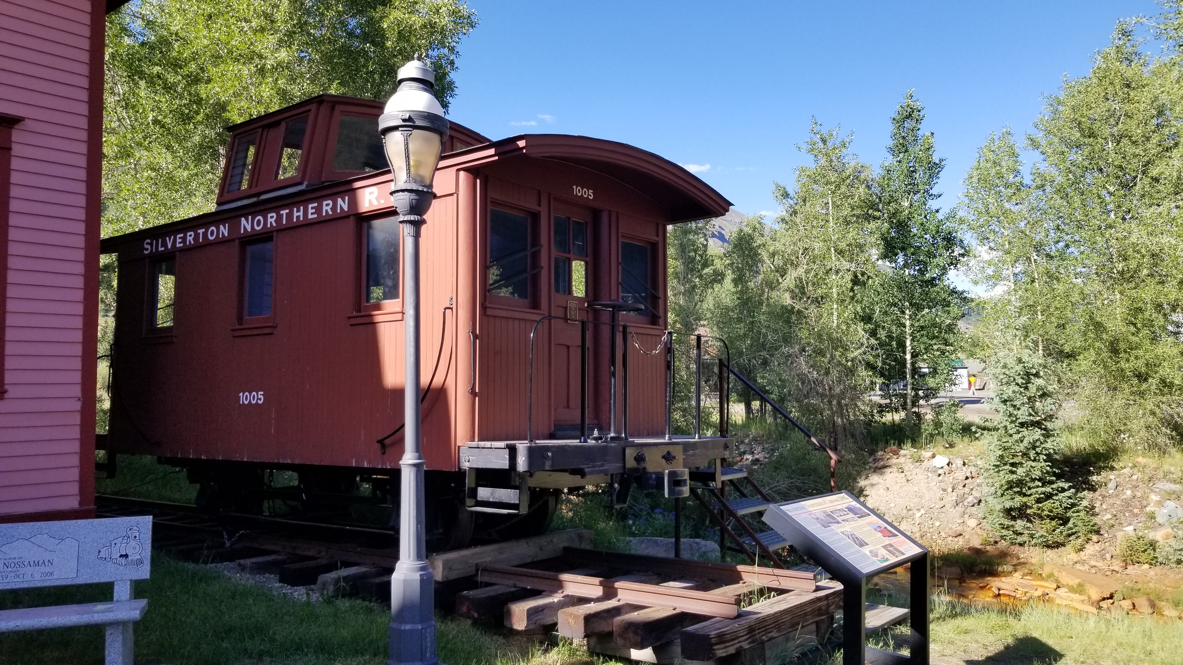 Side angle of the Silverton Northern Caboose 1005