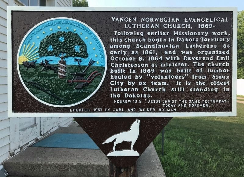 Vangen Norwegian Evangelical Lutheran Church Marker. Click for full size. Vangen Norwegian Evangelical Lutheran Church Marker image. Click for full size.