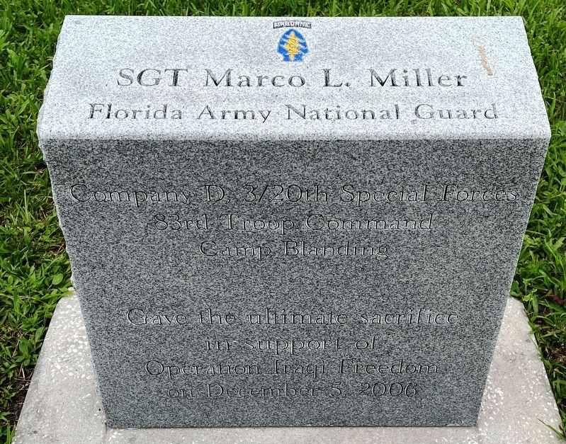 SGT Marco L. Miller Marker image. Click for full size.
