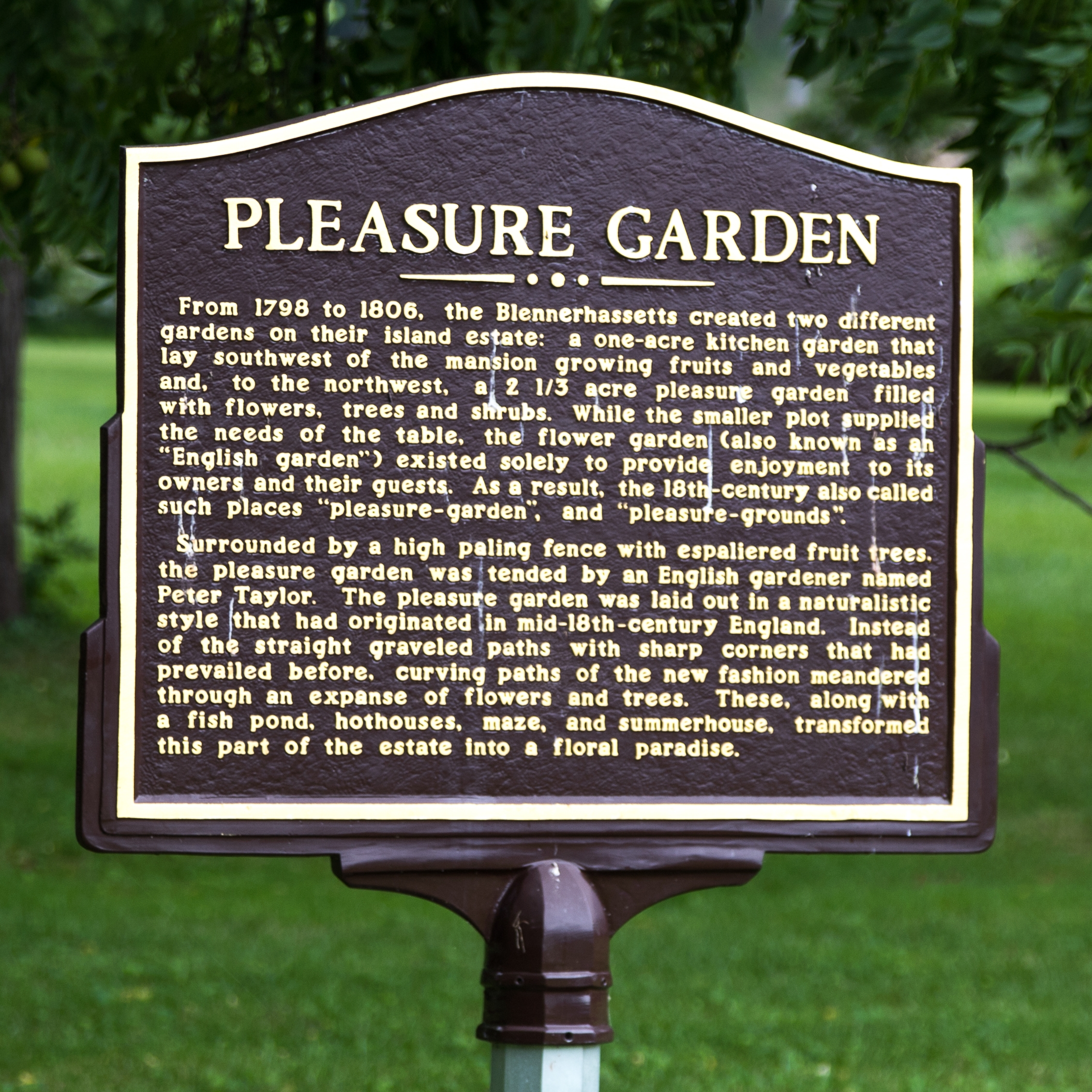 Pleasure Garden Marker