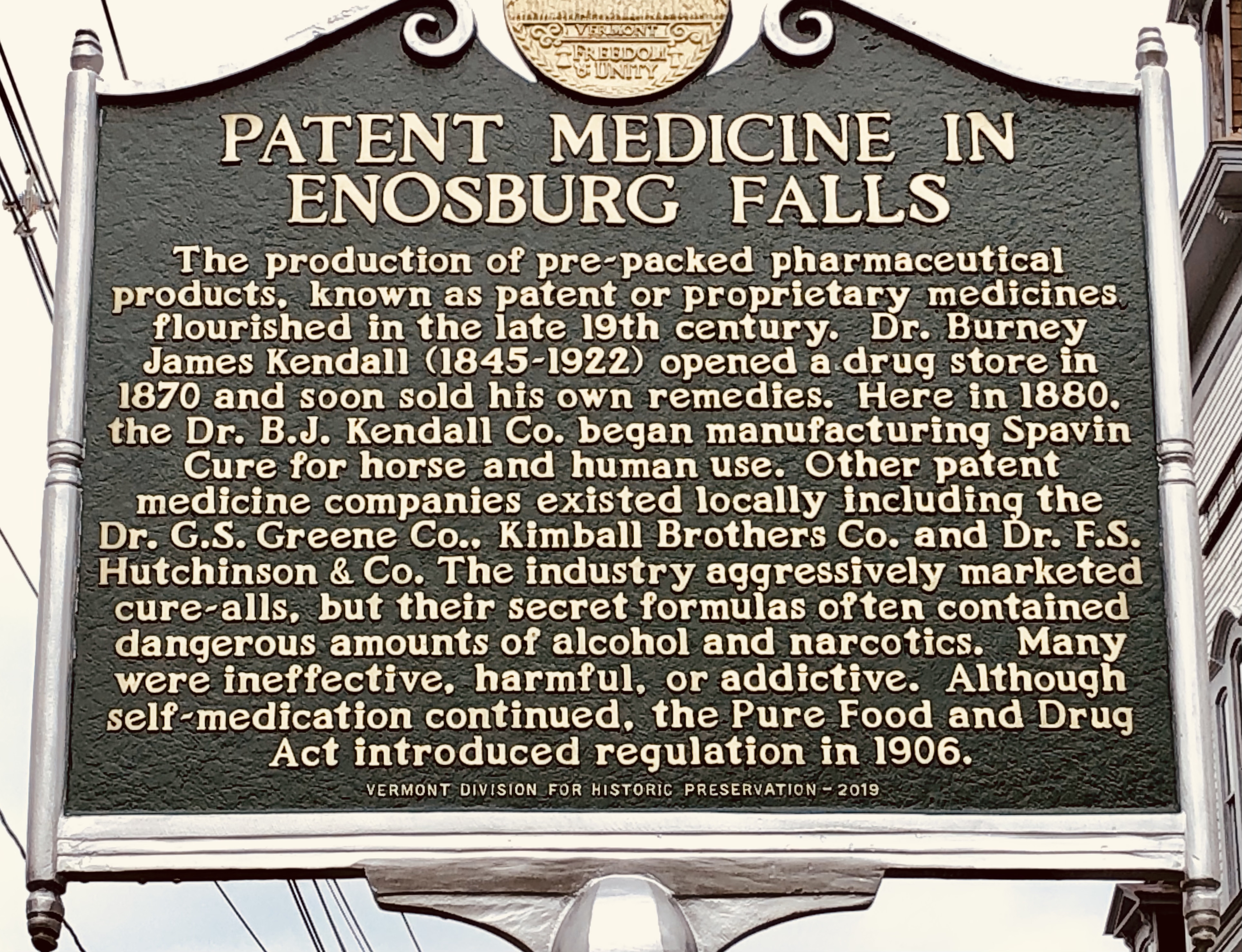 Patent Medicine in Enosburg Falls Marker