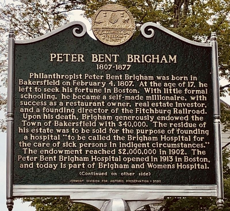 Peter Bent Brigham Marker image. Click for full size.