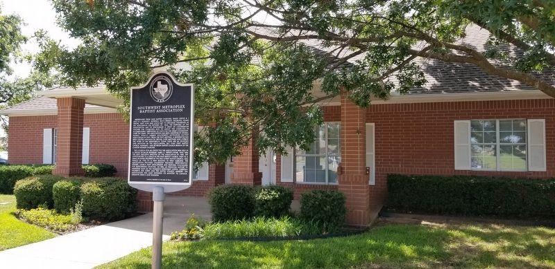 The Southwest Metroplex Baptist Association building and the Marker. Click for full size. The Southwest Metroplex Baptist Association building and the Marker image. Click for full size.
