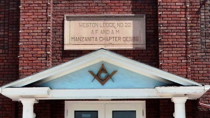 Weston Lodge No 22 (<i>inscription over front portico</i>). Click for full size. Weston Lodge No 22 (<i>inscription over front portico</i>) image. Click for full size.
