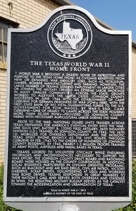 The Texas World War II Home Front Marker image. Click for full size.