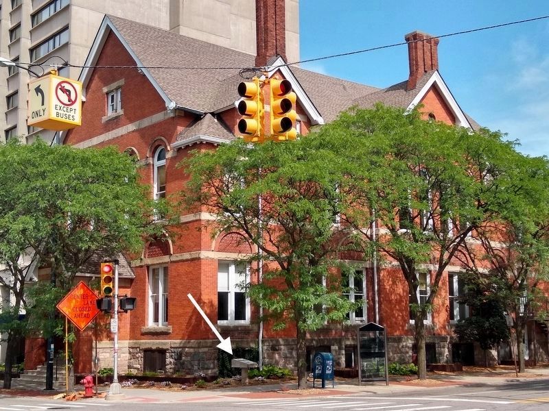 Harris Hall and Marker. Click for full size. Harris Hall and Marker image. Click for full size.