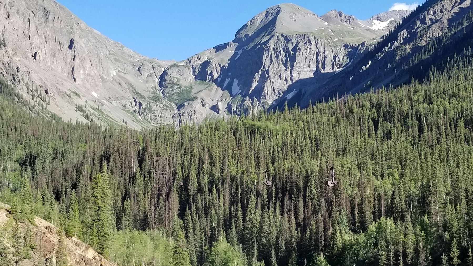 The view of Arrastra Gulch with aerial trams. Click for full size. The view of Arrastra Gulch with aerial trams image. Click for full size.