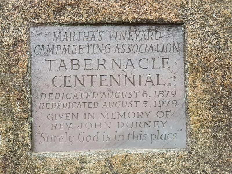 A Martha's Vineyard Camp Meeting Association Tabernacle Centennial tablet image. Click for full size.