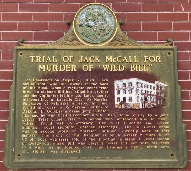 Trial of Jack McCall for Murder of "Wild Bill" Marker image. Click for full size.