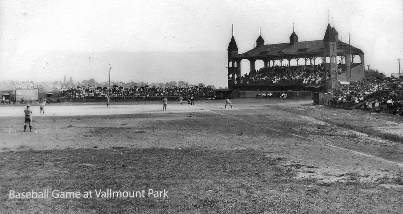 Marker detail: Baseball Game at Vallmount Park image. Click for full size.