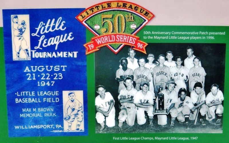 Marker detail: First Little League Champs,<br>Maynard Little League, 1947 image. Click for full size.