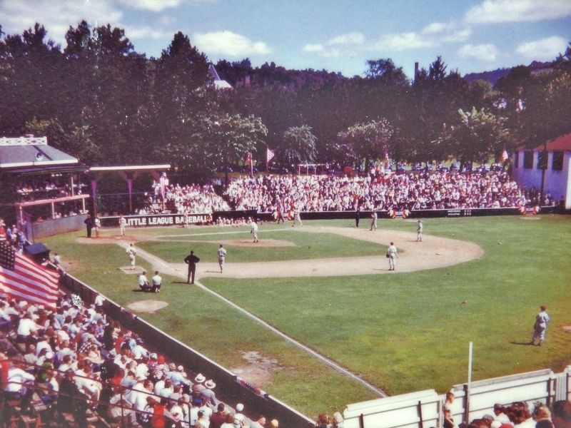 Marker detail: Little League World Series Game at the original field, pre 1959 image. Click for full size.
