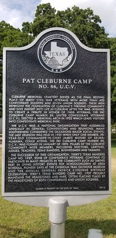 Pat Cleburne Camp No. 88, U.C.V. Marker. Click for full size. Pat Cleburne Camp No. 88, U.C.V. Marker image. Click for full size.