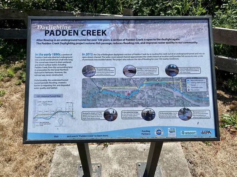 Daylighting Padden Creek Marker. Click for full size. Daylighting Padden Creek Marker image. Click for full size.