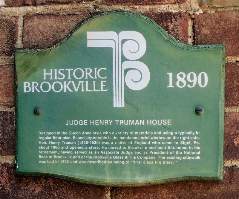 Judge Henry Truman House Marker image. Click for full size.