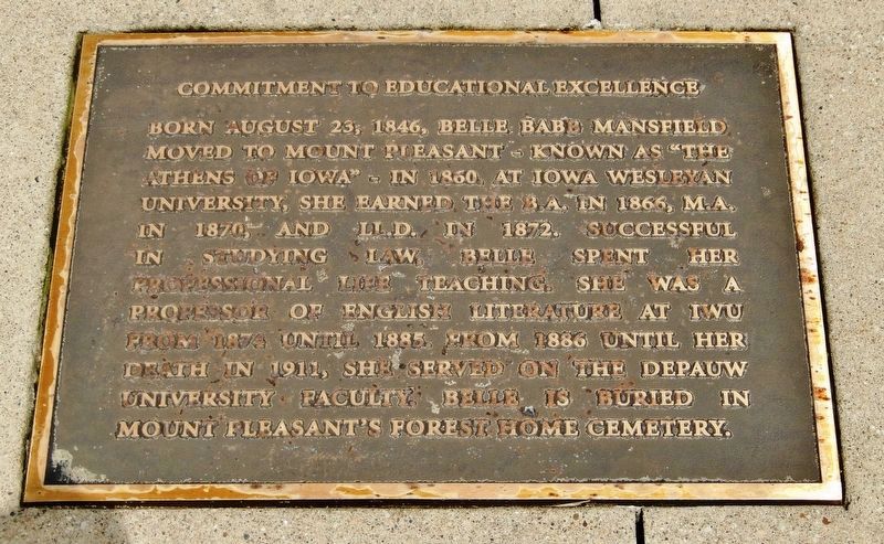 Belle Babb Mansfield Marker<br>(<i>Commitment to Educational Excellence panel</i>) image. Click for full size.