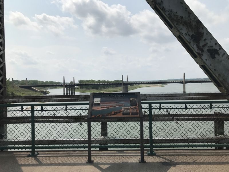 Flood of 1881 Marker on Meridian Bridge, east of Discovery Bridge image. Click for full size.