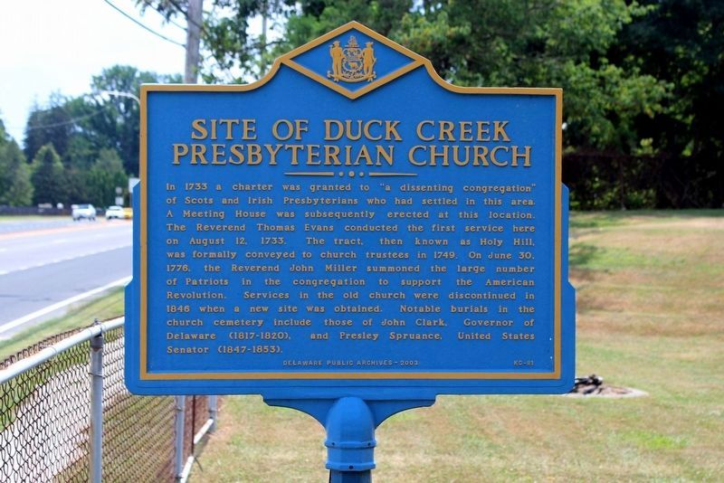 Site of Duck Creek Presbyterian Church Marker image. Click for full size.