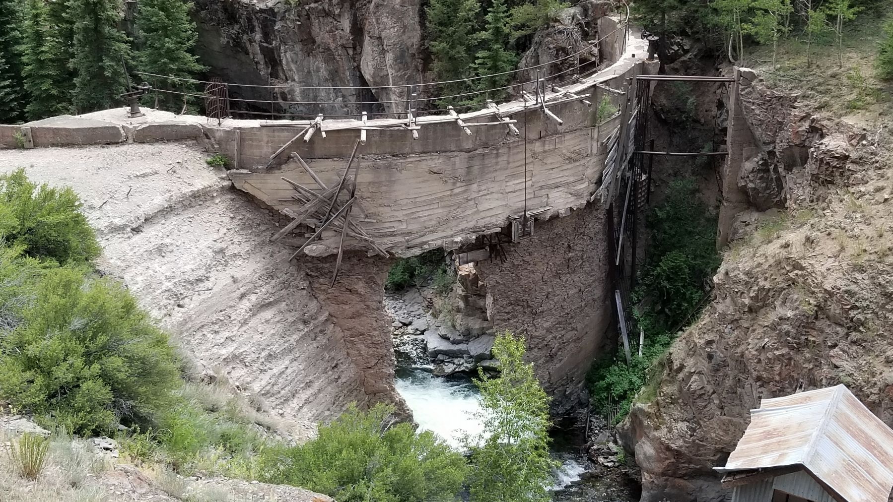 The destroyed Dam by the river - supported the Mining operations. Click for full size. The destroyed Dam by the river - supported the Mining operations image. Click for full size.