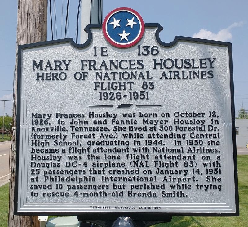 Mary Frances Housley Marker image. Click for full size.