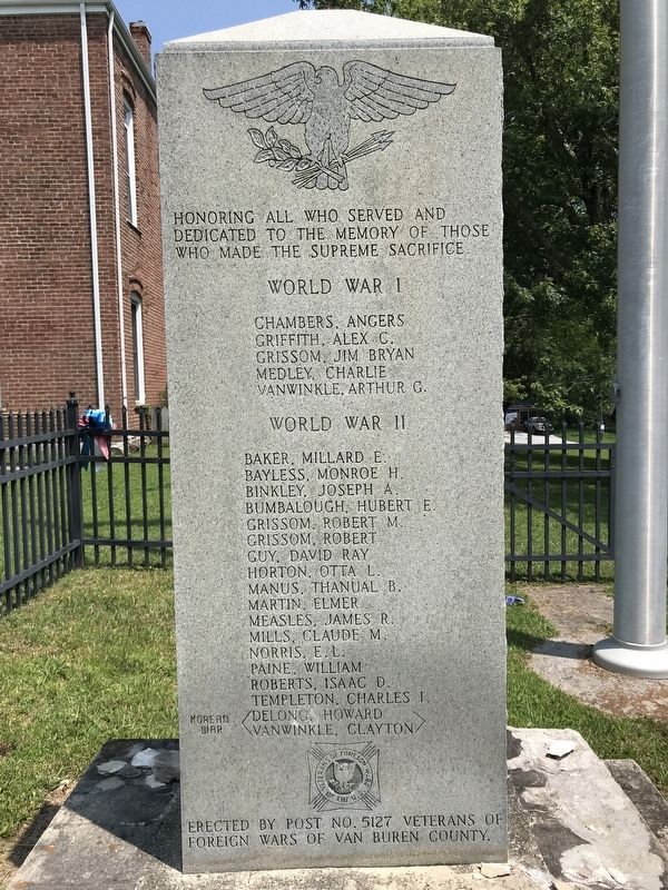 Van Buren County Veterans Memorial (front) image. Click for full size.