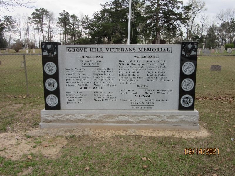 Grove Hill Veterans Memorial image. Click for full size.
