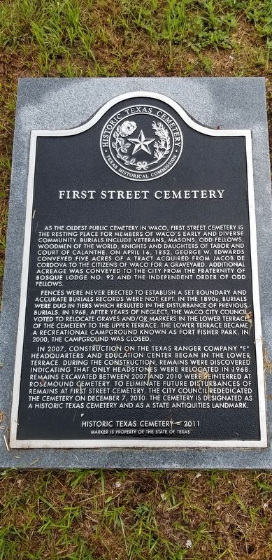 First Street Cemetery Marker image. Click for full size.
