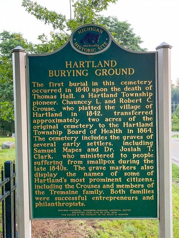 Hartland Burying Ground Marker (side 1) image. Click for full size.