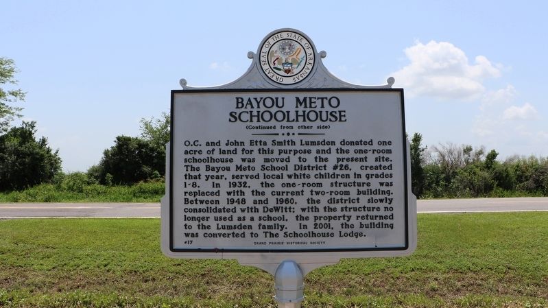 Bayou Meto Schoolhouse Marker image. Click for full size.