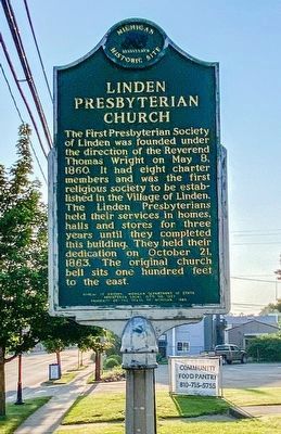 Linden Presbyterian Church Marker image. Click for full size.