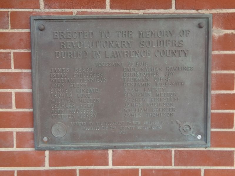 Revolutionary Soldiers Buried in Lawrence County Memorial image. Click for full size.