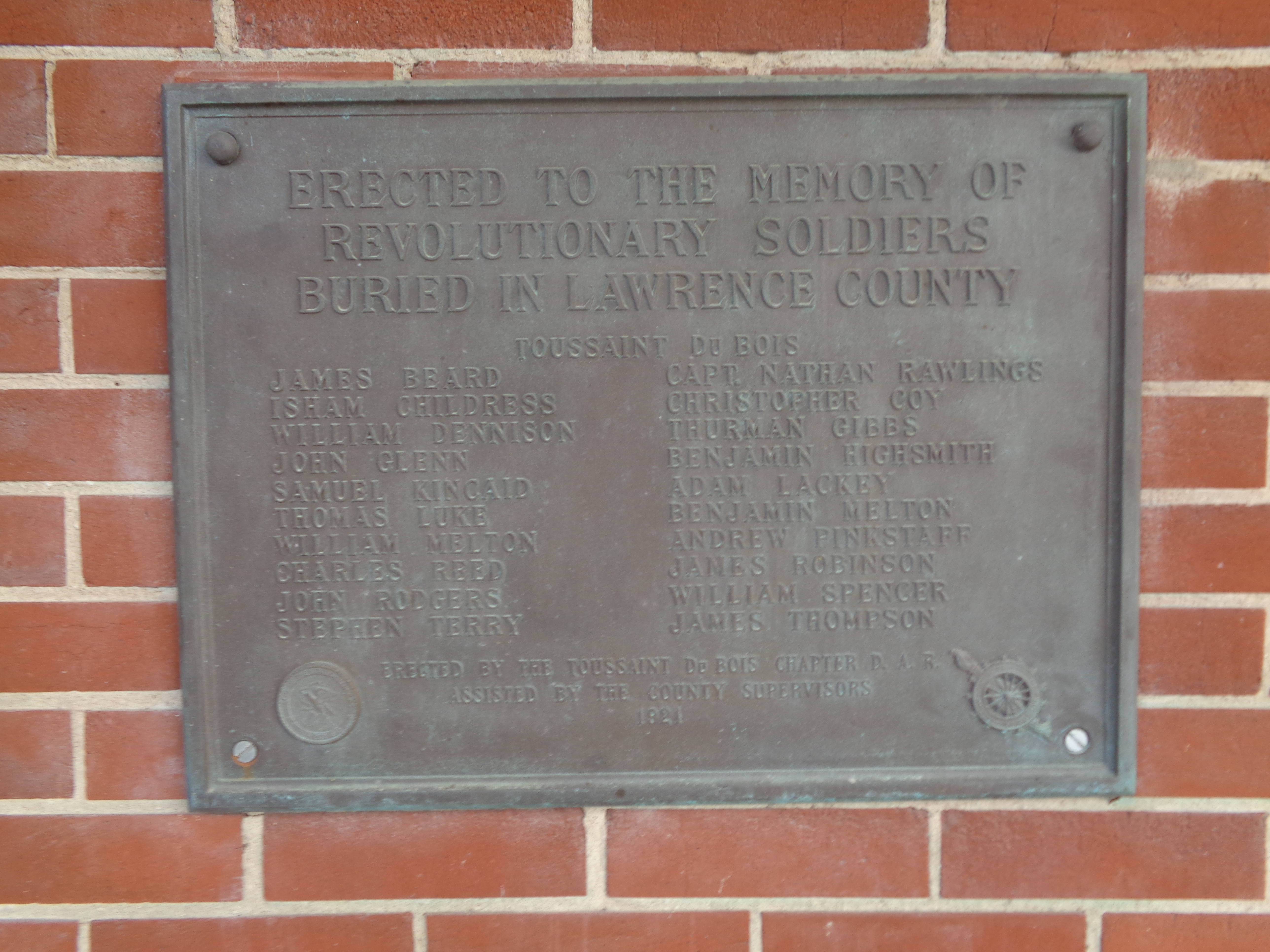 Revolutionary Soldiers Buried in Lawrence County Memorial