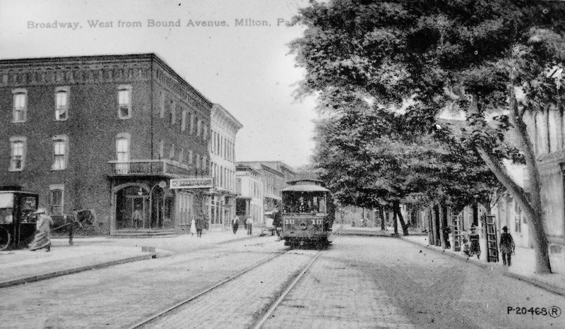 Marker detail: Trolley on Broadway, Milton, Pa. image. Click for full size.