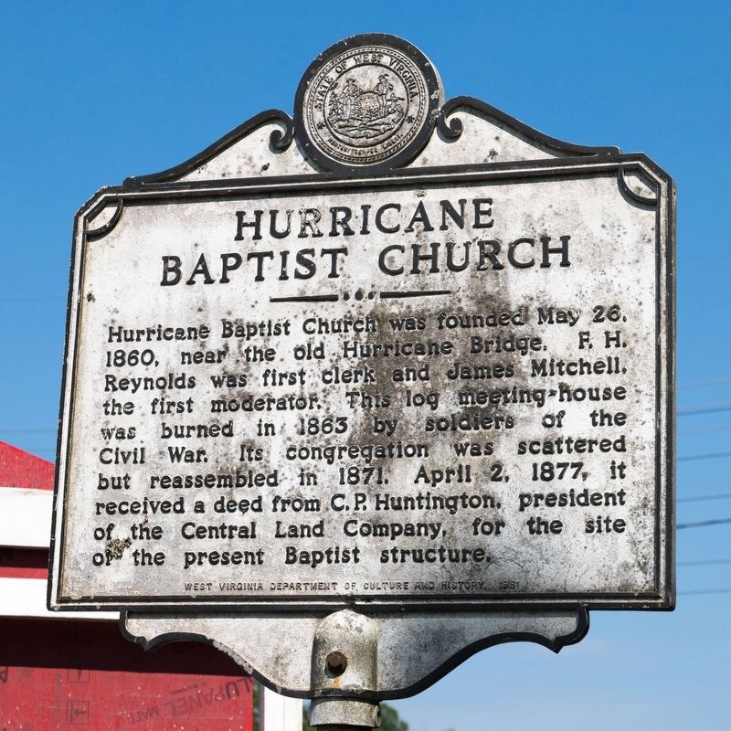 Hurricane Baptist Church side of marker image. Click for full size.
